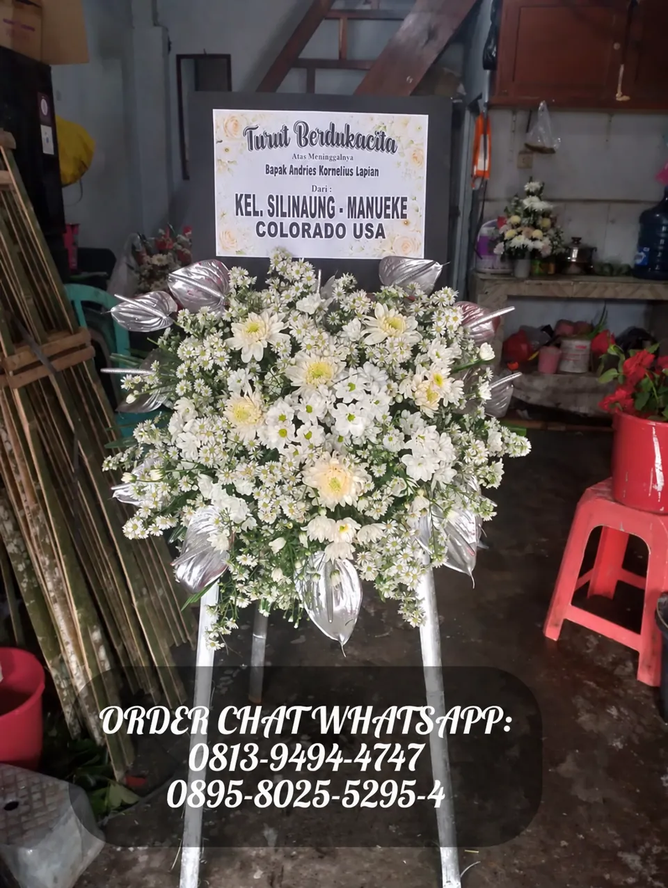 Krans Putih Anthurium Silver Rangkaian Padat